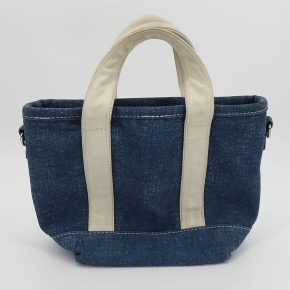 Lands End Small Solid Blue 3 Pocket Zip Top Canvas Tote Bag Crossbody D Rings - Picture 6 of 15